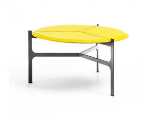 SYDNEY - Round tanned leather coffee table _ ENRICO PELLIZZONI